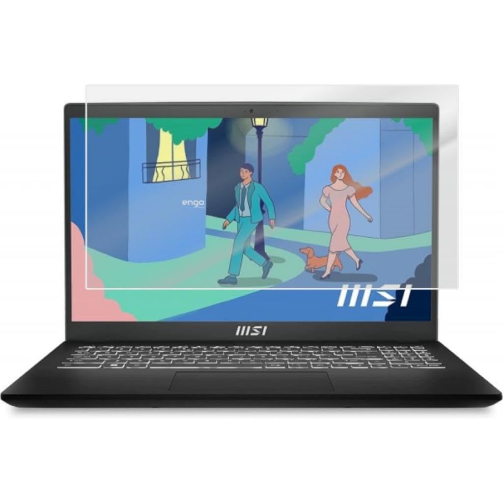 Engo Msi Modern 15 B11M 15.6 İnç İle Uyumlu Mat Ekran Koruyucu Notebook, Yansıma Ve Parlama Önleyici Parmak İzi Bırakmayan Laptop Koruma, 9H Temperli Kırılmaz Esnek Nano Cam 16:9