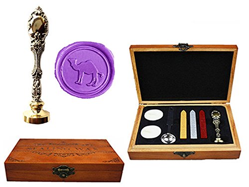 Boîte en bois de luxe avec kit de sceau de cire pour invitations de mariage