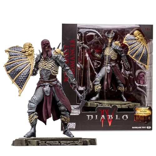 McFarlane Toys Diablo IV Bone Spirit Nigromante Figura Posada a Escala 1:12 con Cabeza Intercambiable, 2 Armas, Escudo, Base de exhibición y Arma misteriosa - Invoca hordas vengativas