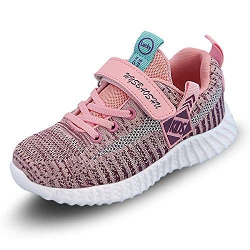 Decai Ligeras Zapatillas Deportivas Unisex Niños Zapatillas de Correr Niño Zapatos Deportivo Transpirable Niña Zapatos de Running Deportes de Exterior Interior Rosa 32