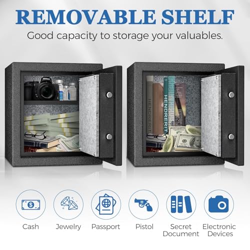 WASJOYE Biometric Fireproof Safe Box - Fingerprint Safe with Digital Keypad Lock and Type-C Emergency Port, 1.8 Cu Ft Fireproof Waterproof for Home Office Hotel Jewelry Documents Cash Storage