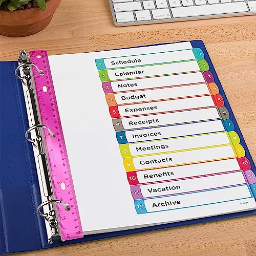 Pacote com 24 réguas de plástico transparentes, 30,5 cm, cores variadas, para escola, com centímetro