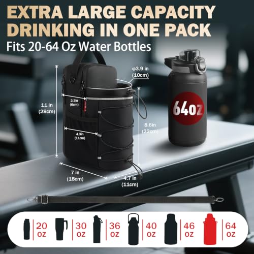 Image of Magnetic Gym Bag Water Bottle Holder for Men Women 20-64oz Bottle Bag | Small Crossbody Sling Gym Bag With Phone Pocket, for Men and Women, Perfect for Fitness, Hiking, Travel & Camping