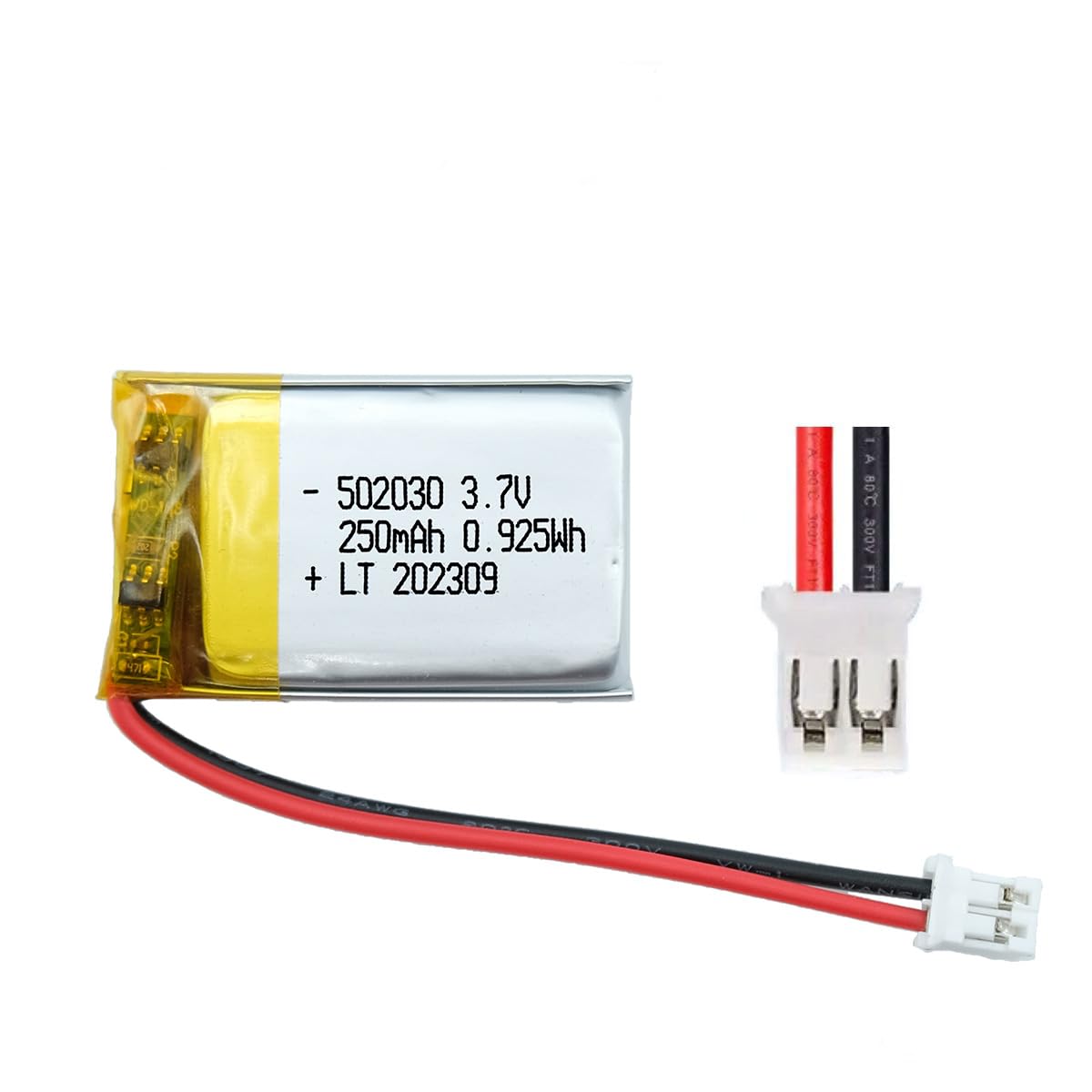 502030 3,7 Volt Akku passend für Bosch Intuvia BUI255 Display 250 mAh LIPO Maße: L 30mm B 20 mm T 5 mm JST PH2.0 Stecker Schutzplatine Spielzeug