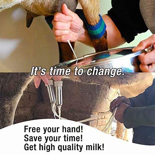 Miniatura 4 de Máquina de ordeño de vaca portátil eléctrica con 2 tazas de pezón, bomba de vacío ajustable, recipiente de leche de 5 L, jerseys, enanos nigerianos,