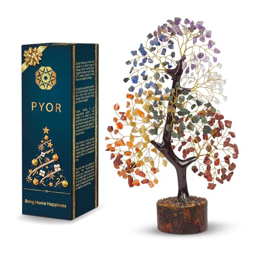 PYOR Chakra Tree, Crystals, Gifts For Women, Crystal Tree, Home Decor, Chakra Stones, Office Desk Decor, Birthday Gift for Women, Spiritual Decor, Money Tree, Healing Crystals, Hippie Decor