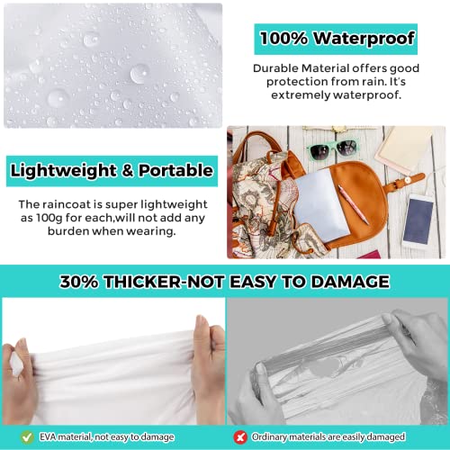 BFONS 2PCS Rain Ponchos for Adults Reusable, EVA Raincoats for Women Men with Hood, Waterproof Rain Coats for Camping Hiking - Image 6