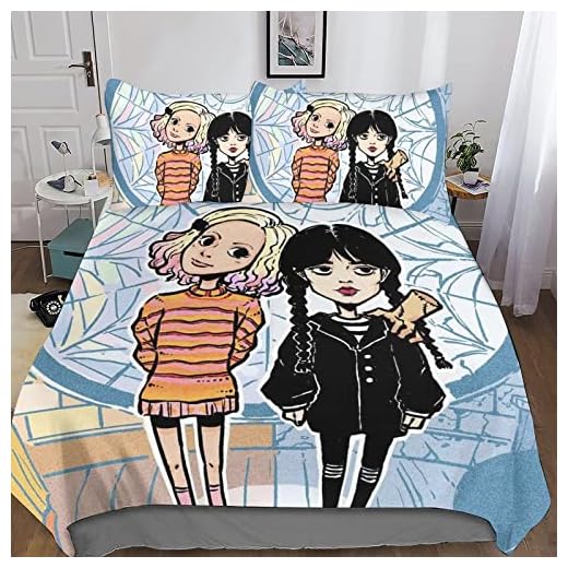 Wednesday Juego De Ropa De Cama con Funda De Edredón, Juego De para Niñas Y Niños,La Familia Addams Funda Nórdica 3D, Ropa De Cama De Microfibra para Hombres Y Mujeres King（220x240cm）