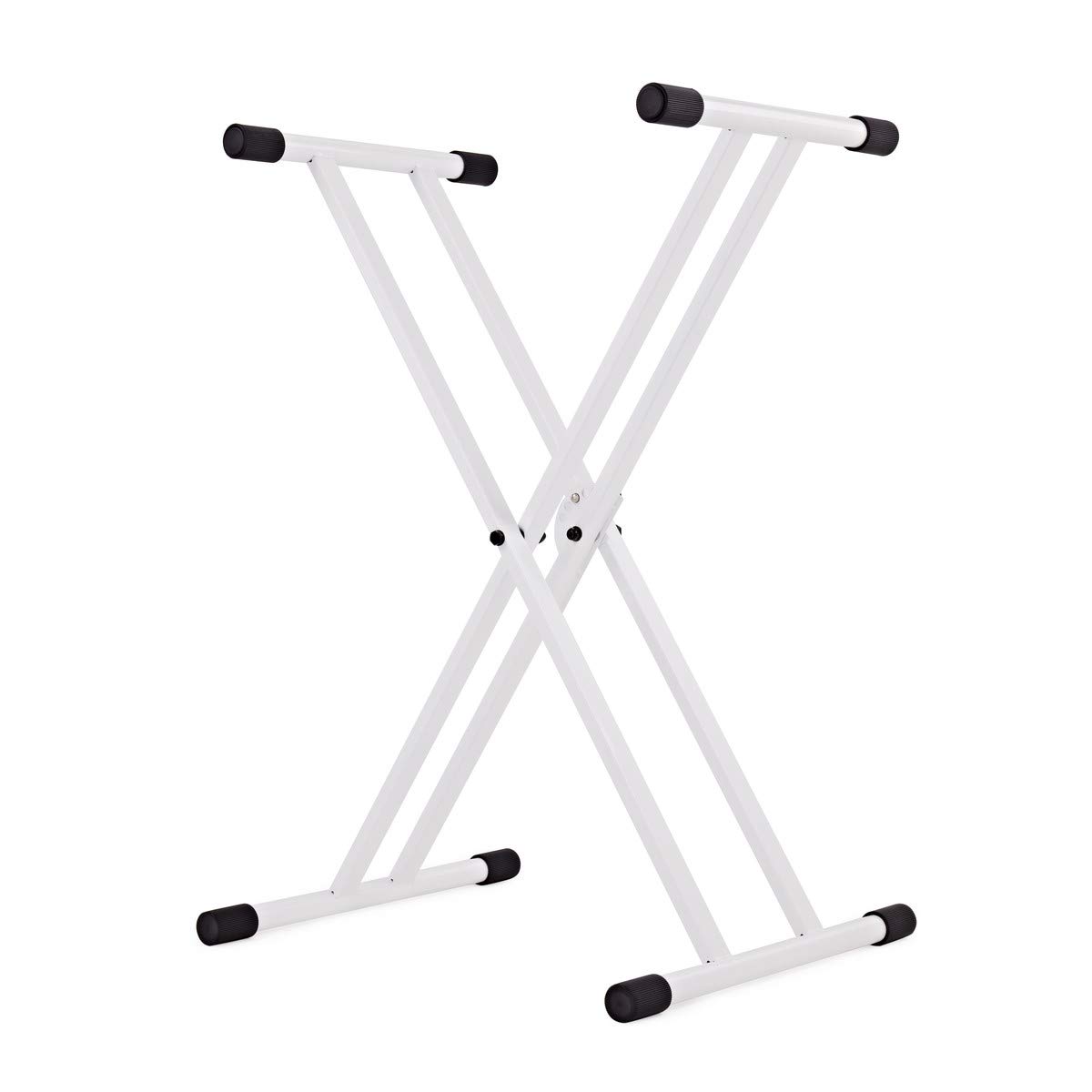 gear4music X-Frame Stand Doppio Rinforzo per Tastiera, Bianco