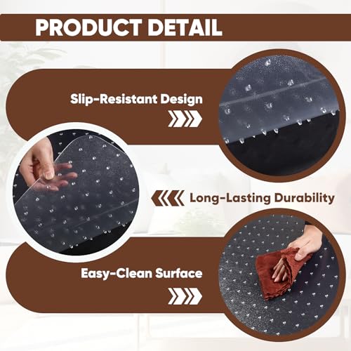 Image of 46 inch x 72 inch Office Chair Mat for Low-Pile Carpet, 2.2 mm Thick Clear Desk Chair Mat with Non-Slip Grips, Large Floor Protector for Low, Flat Carpeted Floors (Clear)