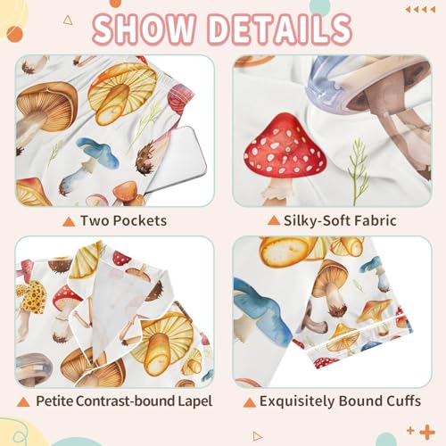 senya Different Mushrooms Satin Summer Pajama Sets Silk Short Sleeve Button Down Sleepwear3