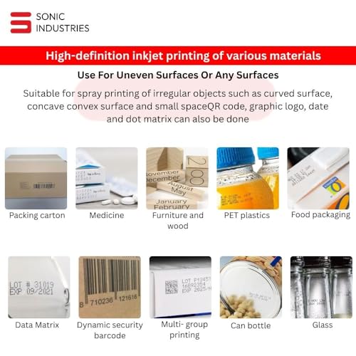 Image of SONIC INDUSTRIES Lightweight Coding Printer for Packaging Products Thermal Inkjet Machine for Expiry Date Batch Code and Barcode Applications in FMCG and Production Environments
