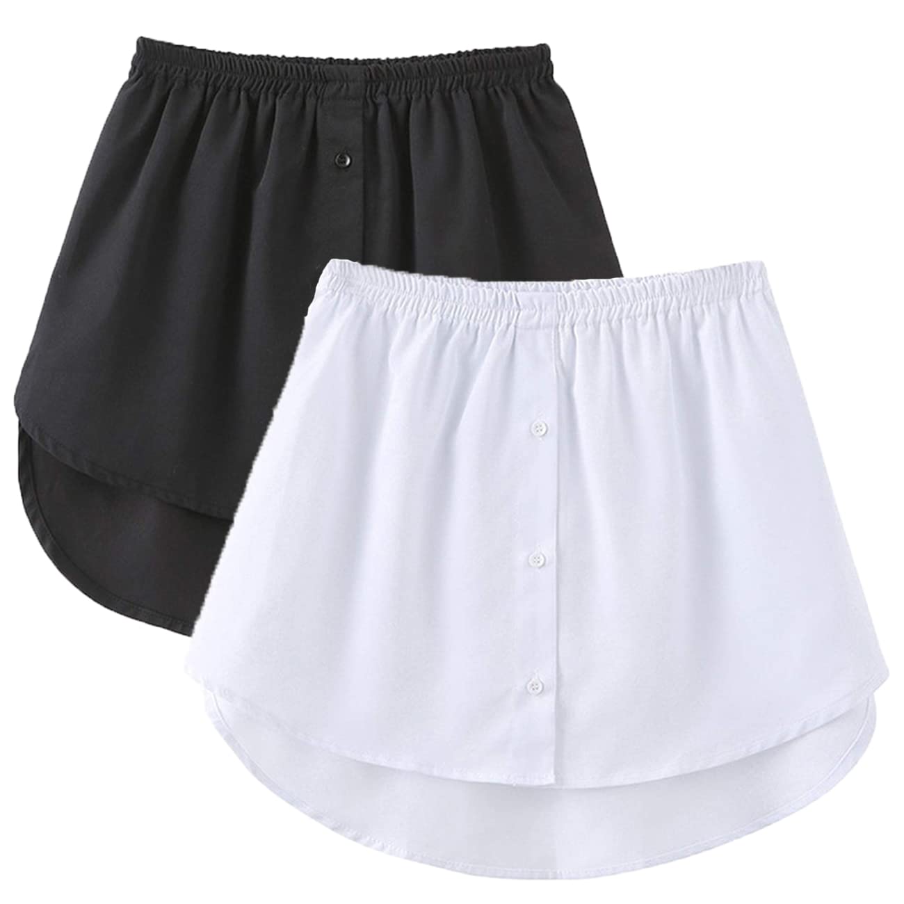 2/3 Pieces Shirt Extenders for Women Men, Women High Waist Fake Top Lower Sweep, High Waist Skirt Shirt Extenders, Skirt Shirt Extenders (White+Black,XL)