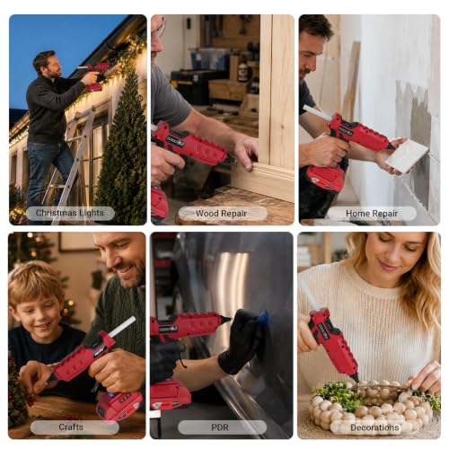 Image of Upraded Cordless Hot Glue Gun Compatible with Milwaukee 18v Battery Digital