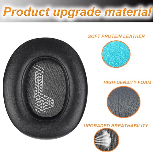 Image of JBL E65 Replacement Ear Pads for JBL E65 (E65BT E65BTNC) /Live 650 (650NC 650BTNC) /Live 660 (660NC 660BTNC) /Duet NC Over-Ear Headphones, Earpads Cushions with Softer Leather (Black)