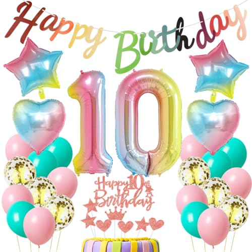 Decoración 10 Años Cumpleaños Niña - Globos Rosa, Colores y Acces...