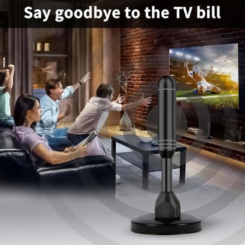 Image of Indoor TV Antenna with 2 Signal Boosters & 32FT Cable - Digital Antenna for Smart TV, Magnetic Base, Supports 4K 1080p - Dual Amplifiers for Long Range Reception of Local Channels(Metallic)