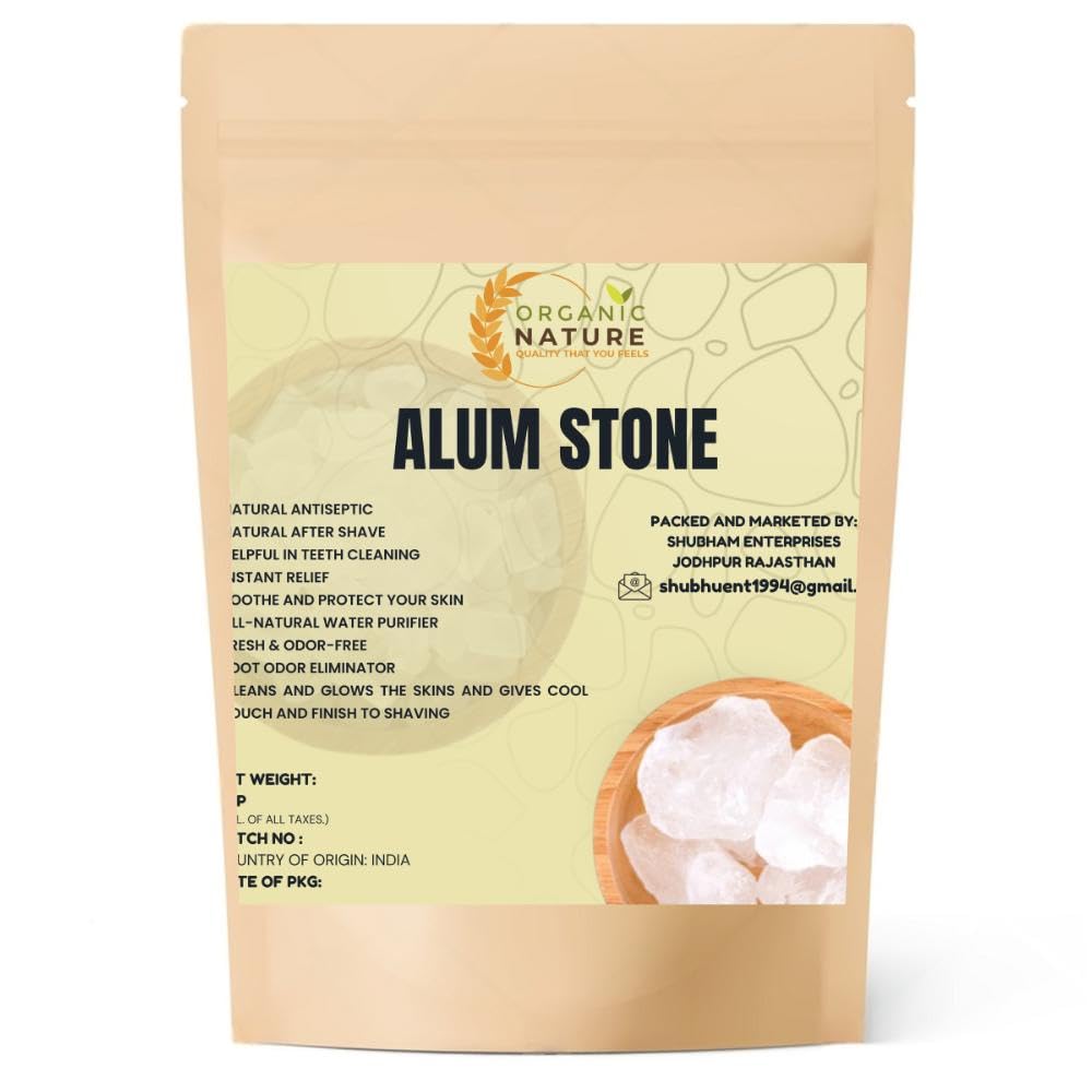 Organic Nature Alum Stone (Fitkari) 200 gm|Crystal White Stone| White Phitkari Stone Crystal