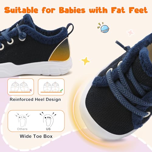 FEETCITY Toddler Barefoot Shoes Boys Baby Walking Shoes Kids Slip On Shoe Lightweight Toddler Tennis Shoe Darkblue2