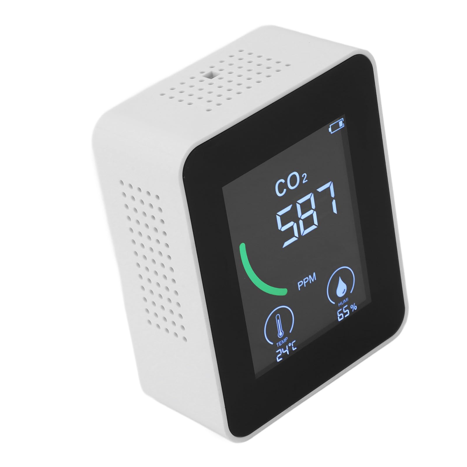 Hidyliu Misuratore di qualità Dell'aria Monitor di CO2 Compatto 3 in 1 con Allarme per Cucina di Casa e Ufficio 1500 MAh