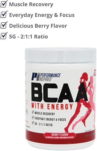 Miniatura 5 de PERFORMANCE INSPIRED Nutrición  BCAA con Energía  480 mg de CherryPURE  Energía y Recuperación  Sabor a bayas  0.65 libras