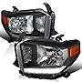 SPEC-D TUNING Led Strip Headlights Black Headlamps Compatible with Toyota Tundra 2014-2021 L+R Pair Head Light Lamp Assembly
