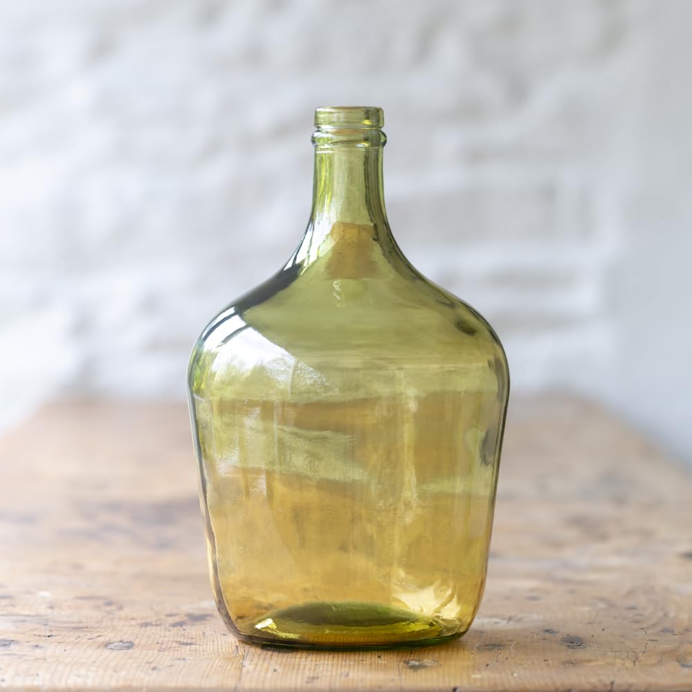 Wholesome Home Amber Glass Demijohn Vase, Flower Recycled Glass Bottle-Neck, 30 Cm Height