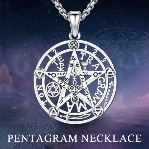 Odinstone Nudo De Bruja Plata 925 Tetragramaton Amuleto Witches Knot Necklace Tetragrammaton Pendant Good Luck Protection Amulet Wiccan Jewelry for Men Women4