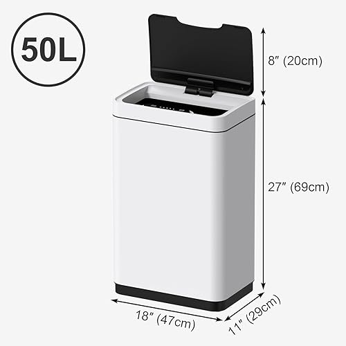 Miniatura 2 de Mbillion Bote de basura automático con sensor de movimiento de 15 galones, de acero inoxidable, con tapa, rectangular, para cocina, dormitorio,