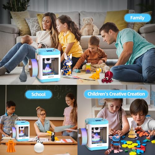 Image of Geeetech 3D Printer for Kids & Beginners, High-Speed Mini 3D Printer, Auto-Leveling, Fully Open Source Pre-Assembled STEM Learning Tool, 3.94x4.33x3.94in Print Size for Home /School