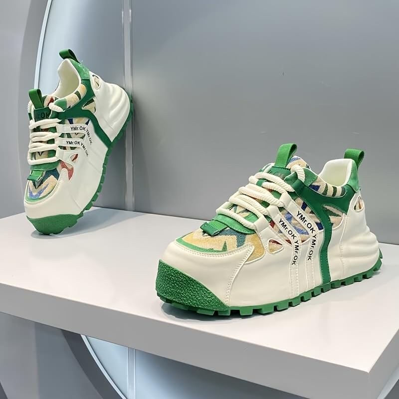 Men’s Retro Platform Sneakers – Breathable Lace-Up Casual Shoes with Thick Cushioned PVC Sole | Low-Top for Walking, Travel & Daily Wear3