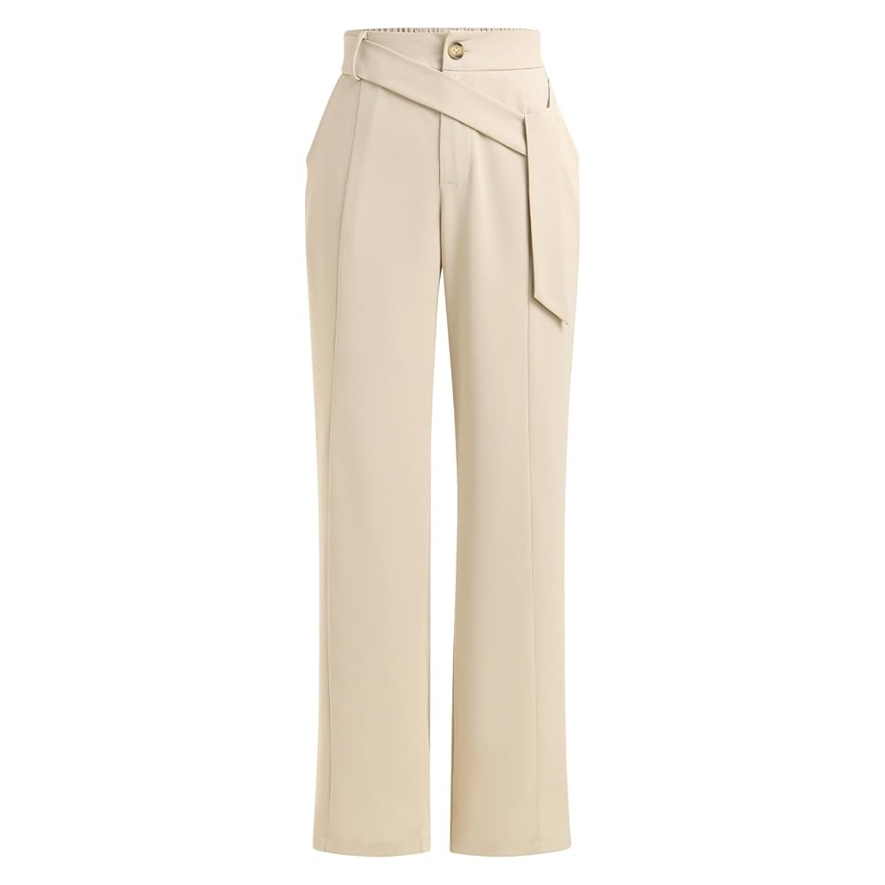 ODOLDI High Waisted Business Pants for Women Beige Straight