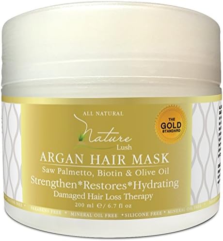Best Organic ARGAN Hair Mask with Biotin & Olive Oil – Natural Ingredients - Restore Damaged Color Treated Hair, All Hair Types – Deep Moisturizer - Parabens & Silicones Free - 6.7 fl oz
