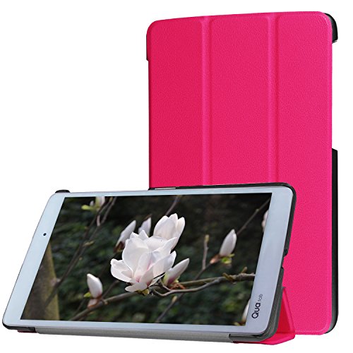 GLOW Qua tab PX キュアタブ au quatab LG LGT31 3点セット【保護フィルム&タッチペン付き】 3つ折りスマートケース カバー エーユー マゼンタ