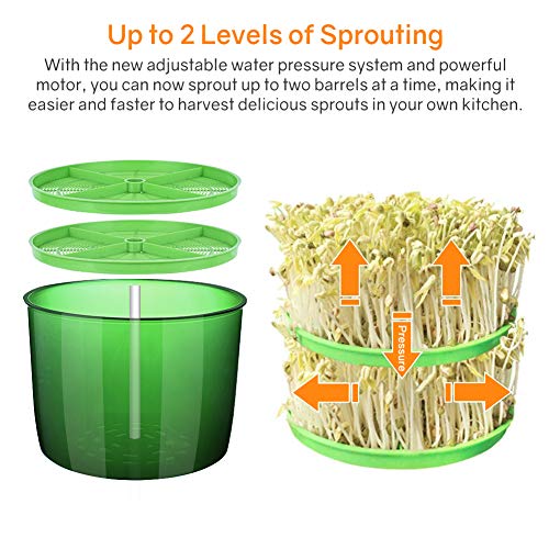 Moistenland Bean Sprouts Machine, Automatic Seeds Sprouter, 2-Layer Germination Trays, LED Display Time Control, Automatic Watering - Thumbnail 4