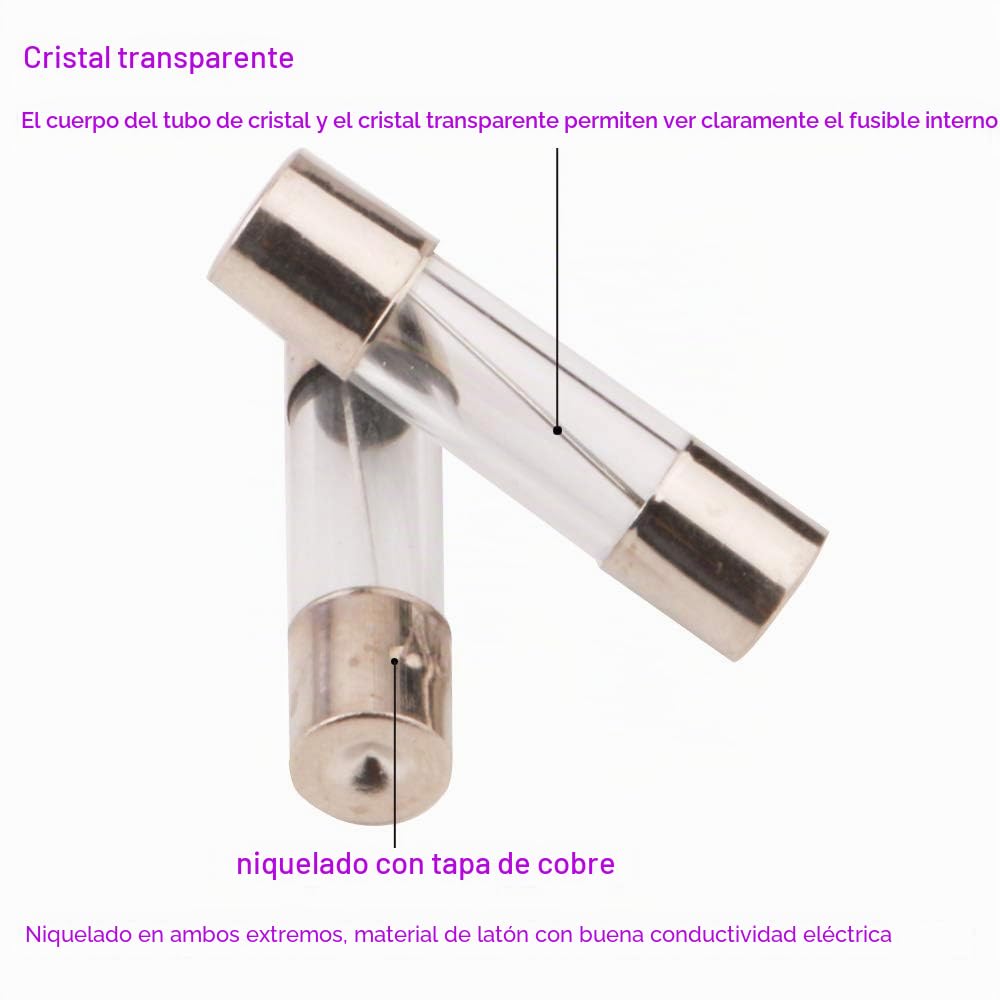 RUNCCI-YUN Kit de 160 Fusibles de Tubo de Vidrio de Coche, Fusibles de Tubo de Vidrio de Soplado Rápido, 250 V 5x20mm (0.5A 1A 2A 3A 5A 6A 8A 10A 15A 20A)