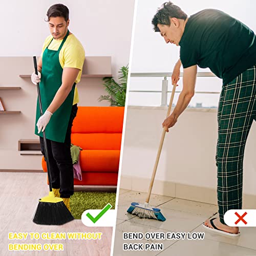 Image of WILLBOND 20 Pcs 20 Pcs Brooms Bulk for Indoor Outdoor 54 Inch, Yellow | Heavy Duty Commercial Broom 60 Degree Angled Head 4 Layer Bristles Long Metal Handle for Garage Lobby Office Courtyard Market