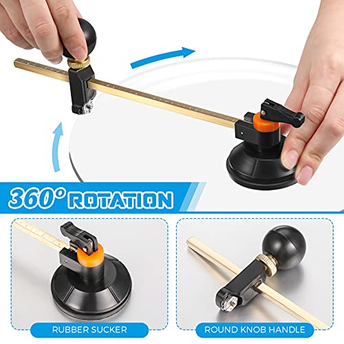 6 Pieces Glass Cutter Tool Set Includes Pencil Style Glass Cutting Tool 11.8 Inch/ 30 Cm Adjustable Circular Glass Cutter 2-20 Mm Carbide Glass Cutter Screwdriver Oil Dropper For Glass Tiles Mirror #TOP3
