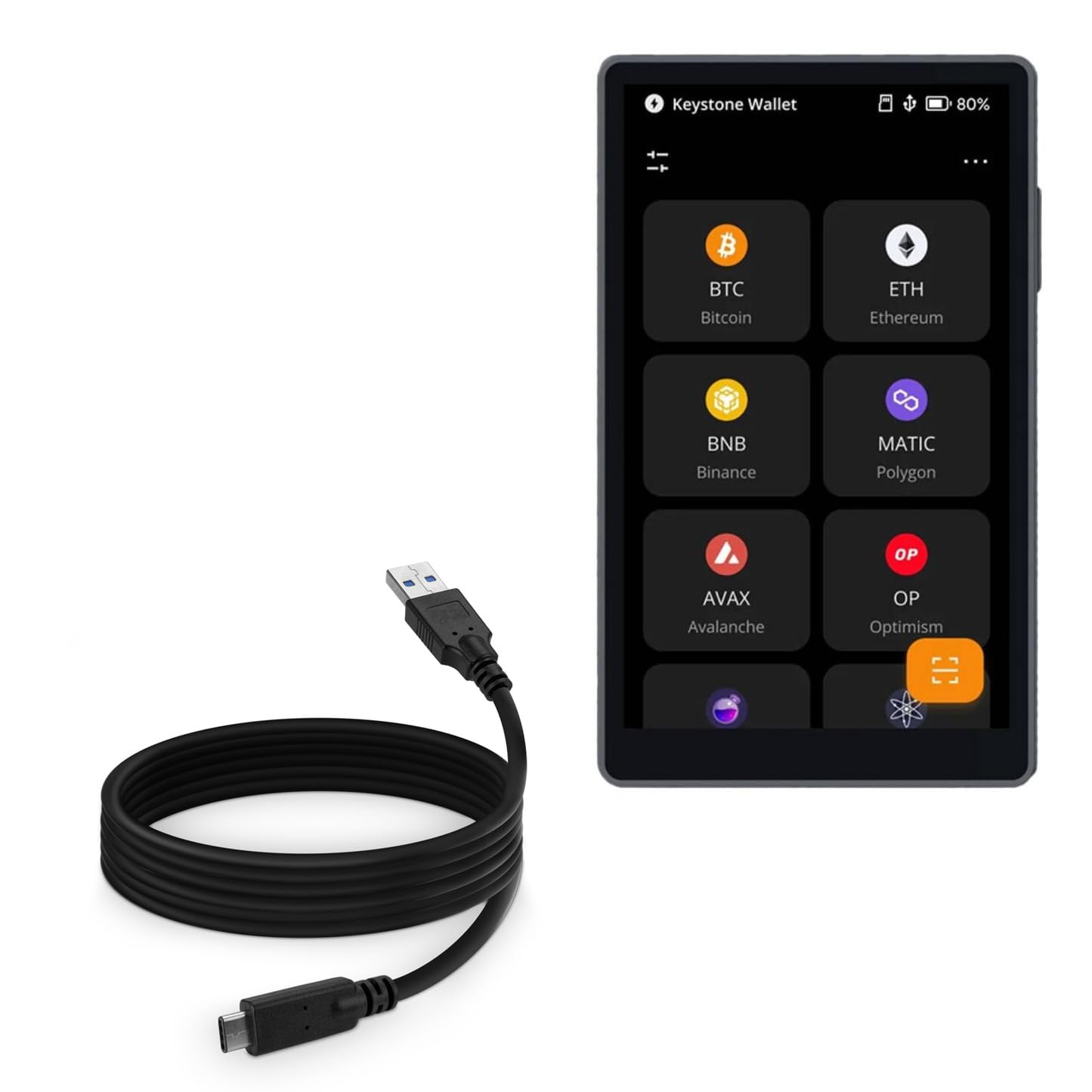 BoxWave Cable Compatible with Keystone 3 Pro - DirectSync - USB 3.0 A to USB 3.1 Type C, USB C Charge and Sync Cable - 6ft - Black