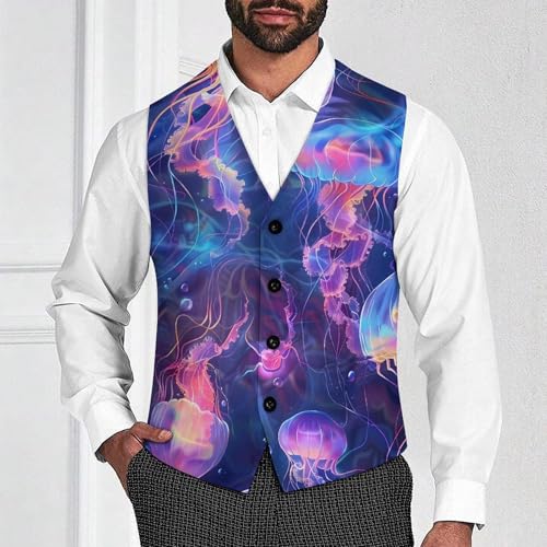 Glowing Jelly Fish Novelty Men's Suit Vest Casual Formal Dress Vests Business Waistcoat2