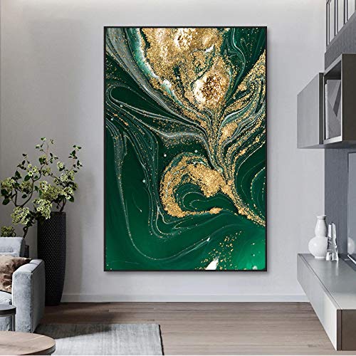 Amazon｜絵画インテリア クリエイティブグリーンゴールドフォイル 
