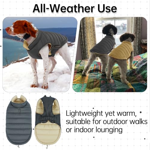 Image of Lelepet Reversible Dog Coat Windproof Dog Puffer Jacket Lightweight Vest