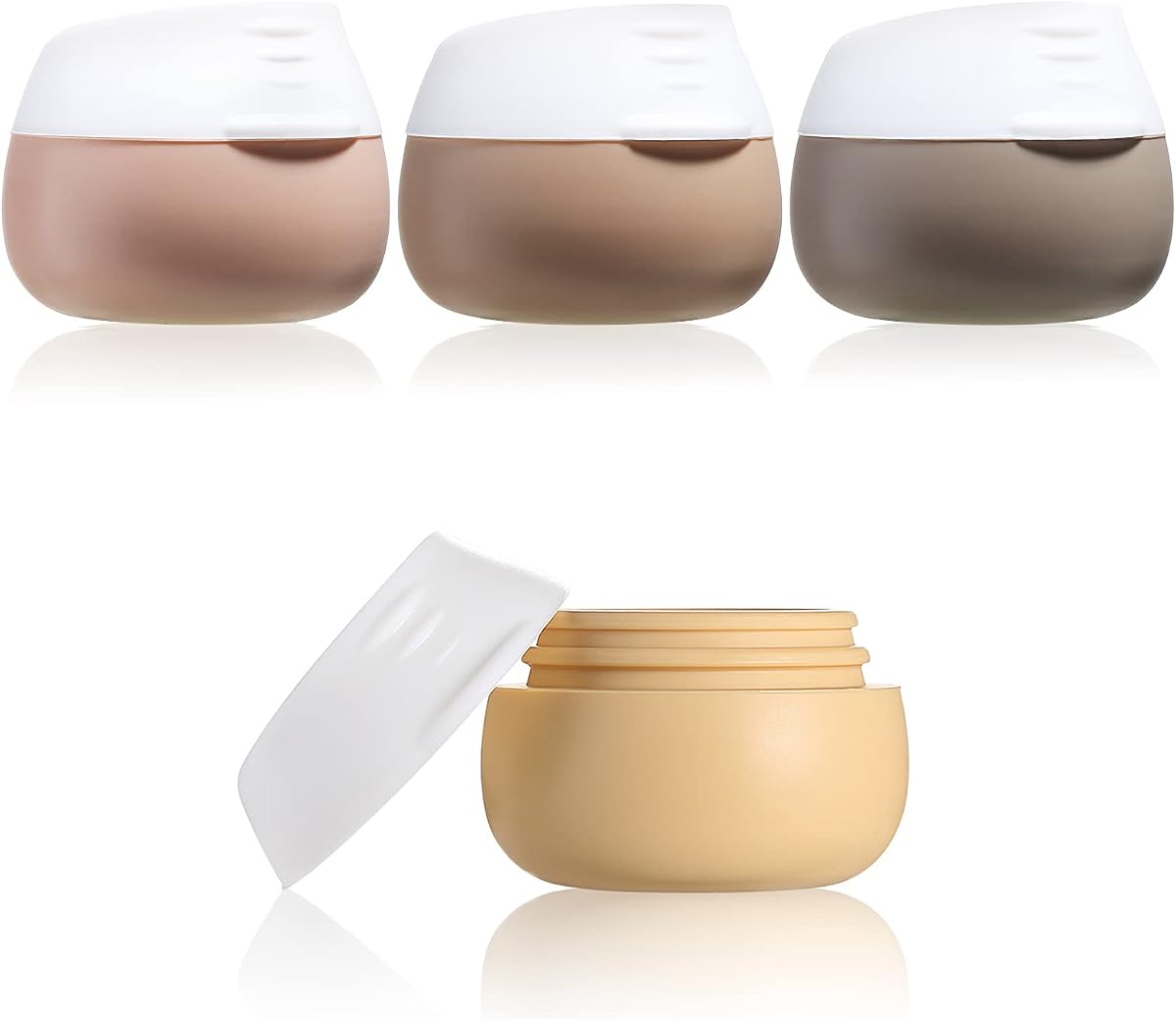 Gemice Contenedores de tamaño de viaje para artículos de tocador, 1 oz, paquete de 4, albaricoque | Tarros de crema de silicona aprobados por la TSA, accesorios de viaje a prueba de fugas con tapa, para maquillaje cosmético, crema de manos para el cuerpo y la cara