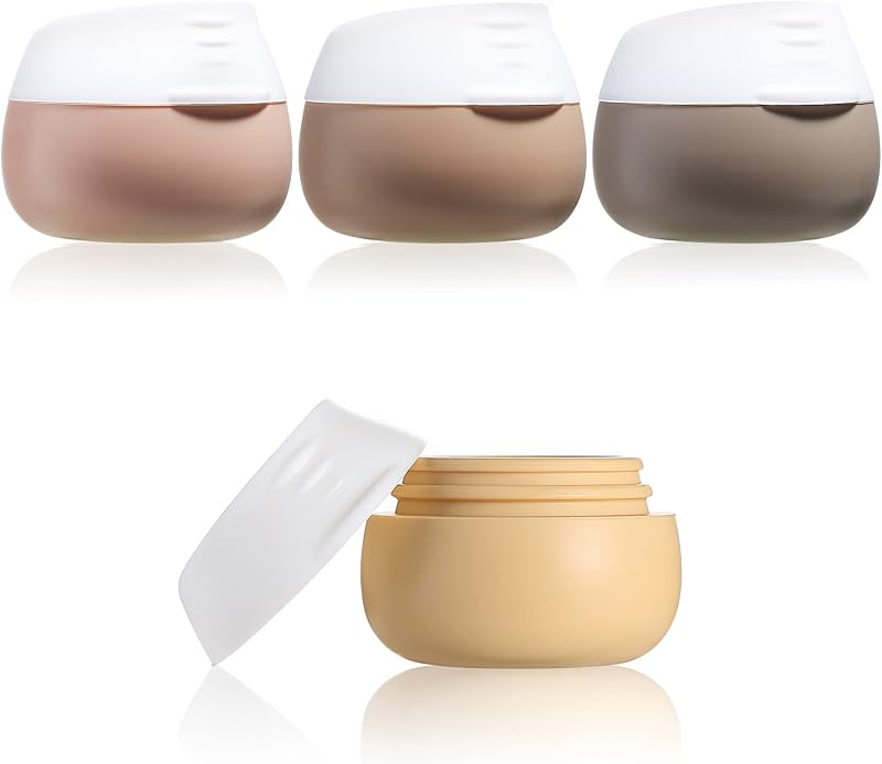 Gemice Contenedores de tamaño de viaje para artículos de tocador, 1 oz, paquete de 4, albaricoque | Tarros de crema de silicona aprobados por la TSA, accesorios de viaje a prueba de fugas con tapa, para maquillaje cosmético, crema de manos para el cuerpo y la cara