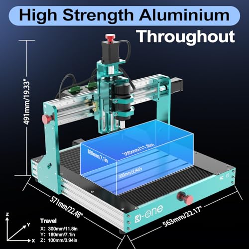CNC Router Machine,Upgraded 3-Axis Engraving All-Metal Milling Machine300 x 180 x 80 mm/11.81 x 7.09 x 3.15 in Working Area 10000 RPM for Wood Acrylic MDF PVC Plastic Foam - Image 4