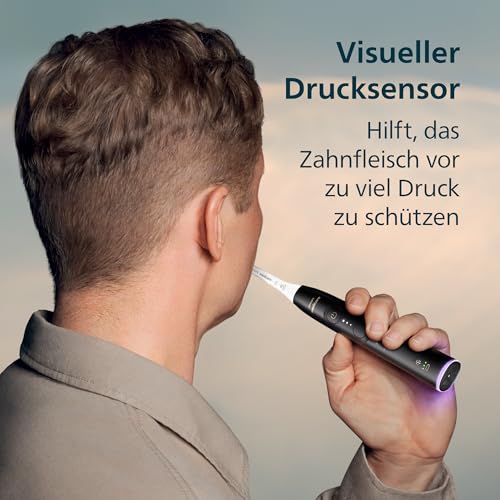 Philips Sonicare 6100 elektrische Zahnbürste, Schallzahnbürste mit 2 Putzmodi und 3 Intensitätsstufen, Andruckkontrolle, EasyStart, SmarTimer, Schwarz, Modell HX7401/07 [Neue Technologie] 5