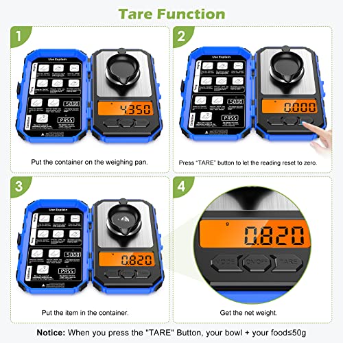 Keekit Digital Pocket Scale, 50G 0.001G Professional Milligram Scale, Portable Postal Scale With 20G Calibration Weight, Lcd Backlit Display For Food, Tablets, Jewelry, Blue #TOP3