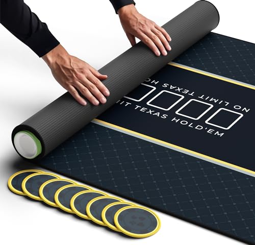 Newverest Tapis de Poker Texas Hold’em 180 × 90 cm – Tapis de Table de Casino pour Jusqu’à 10 Joueurs, soirées Jeux à la Maison | Tapis de Poker avec...