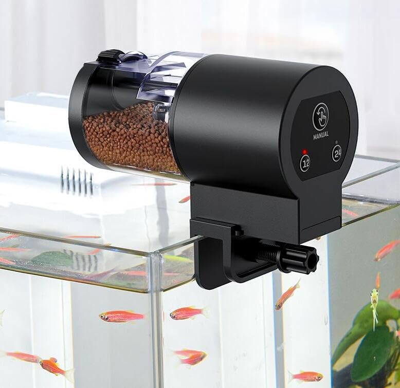 Amazon | 自動給餌器 魚 メダカ 自動餌やり機: 100ML 簡単操作 餌 配給
