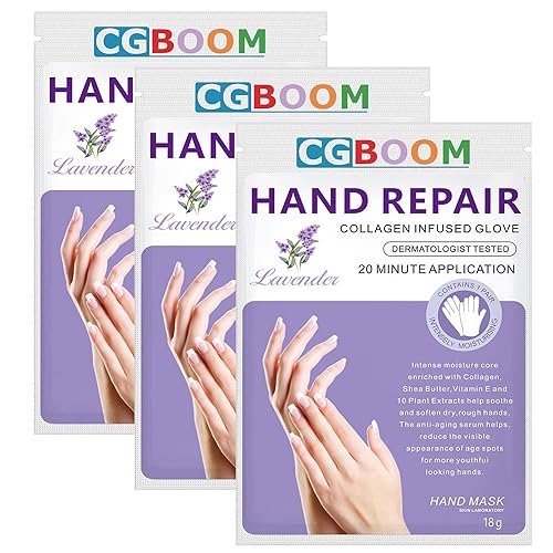 Mascarillas de mano, 3 pares de guantes hidratantes, mascarillas exfoliantes, cuidado suave de las manos, para manos secas y agrietadas (Classic)